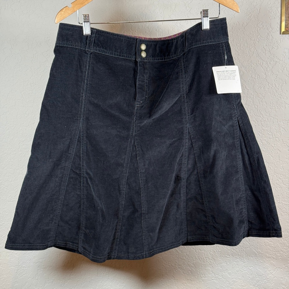 Athleta Womens Black Corduroy A-Line Mini Skirt Cotton Spandex 708526 NEW